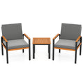 3 Piece Patio Furniture Set Outdoor Conversation Set with Coffee Table-Grey