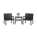 3 Piece Patio Furniture Set with 2 Modern Rattan Armchair and 25 Inch Squire Side Table-Black