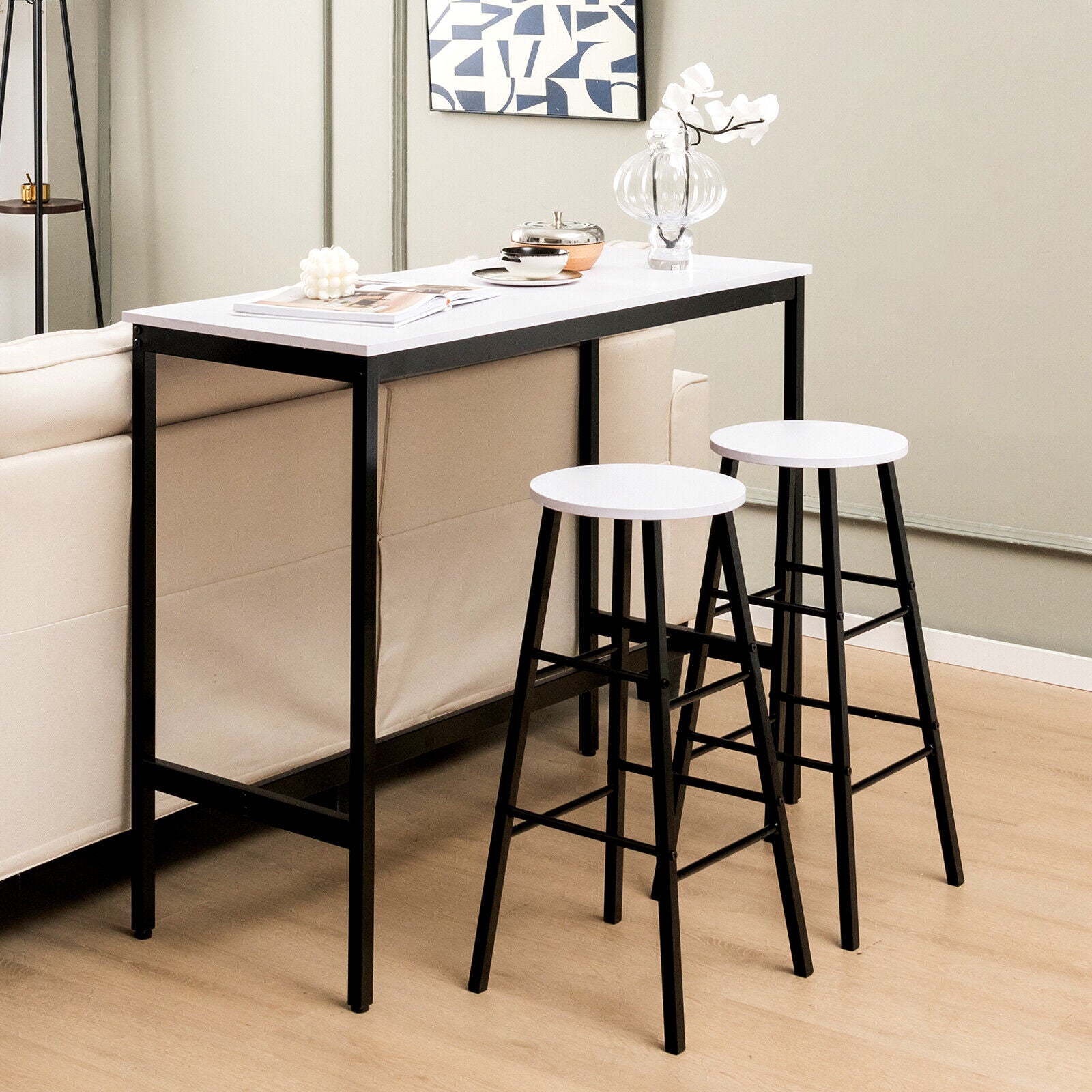 3 Piece Pub Table and Stools Kitchen Dining Set