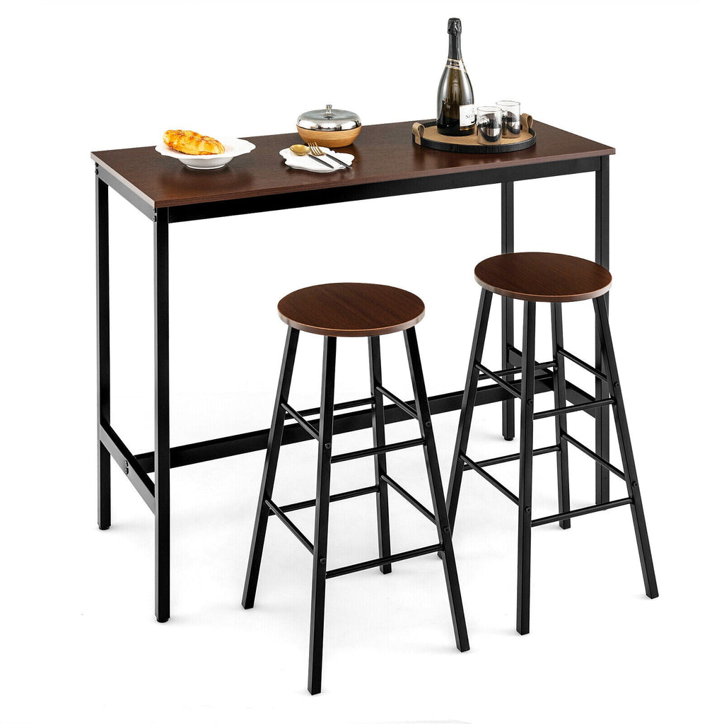 3 Piece Pub Table and Stools Kitchen Dining Set