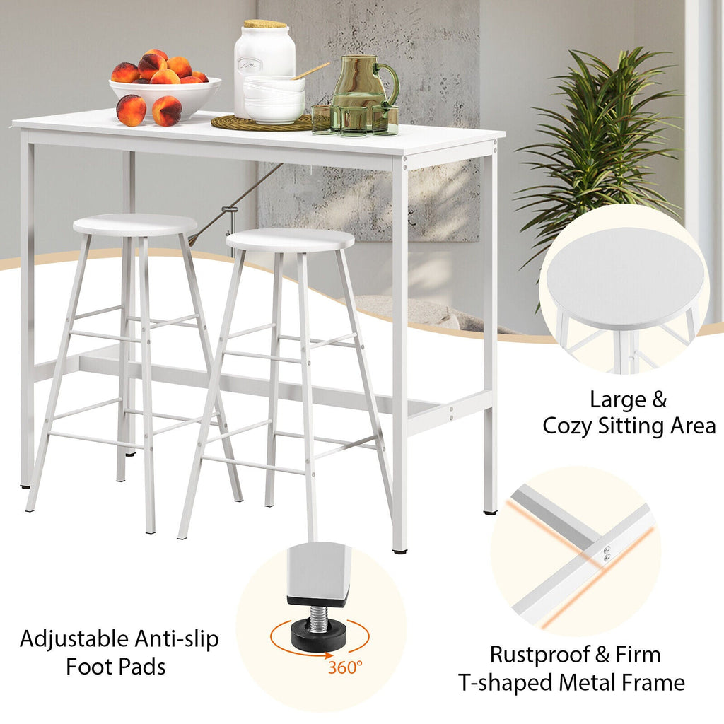 3 Piece Pub Table and Stools Kitchen Dining Set