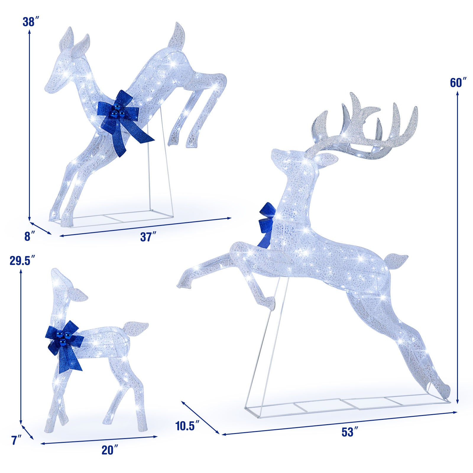 3 Pieces Lighted Christmas Reindeer Family Set with 255 Lights