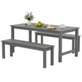 3 Pieces Outdoor Dining Table Set with 2 Benches