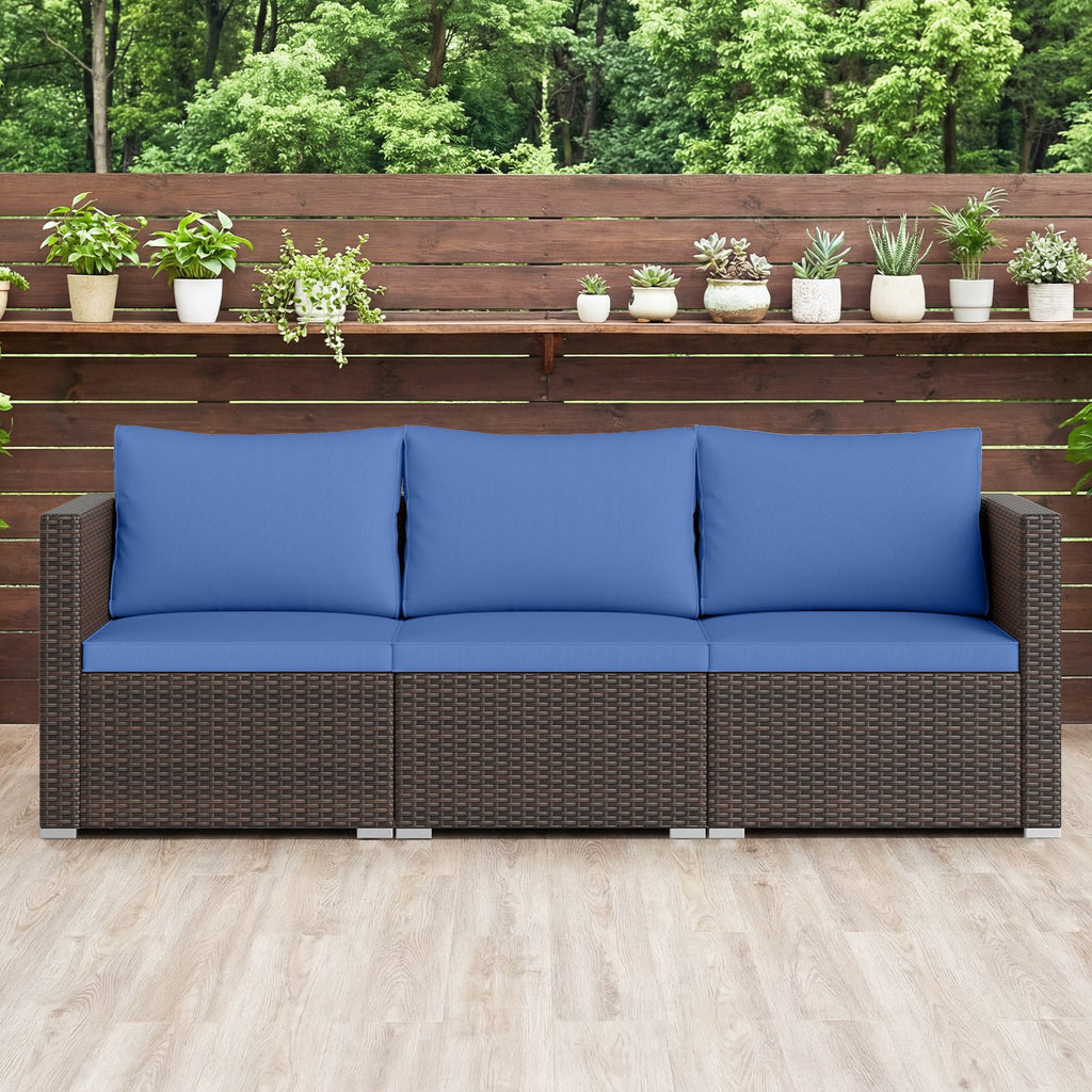 3 Pieces Patio Sectional Sofa Set with Soft Cushions