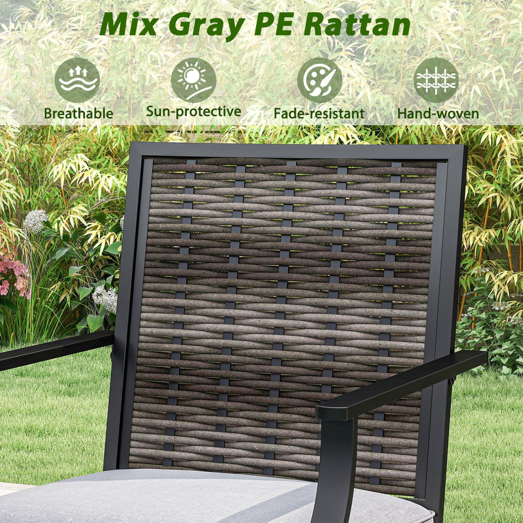 3 Pieces Outdoor Swivel Bar Set High Top Patio Bar Table and Rattan Wicker Chairs