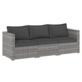 3 Pieces Patio Sectional Sofa Set PE Rattan Modular Couch Furniture Set with Soft Cushions