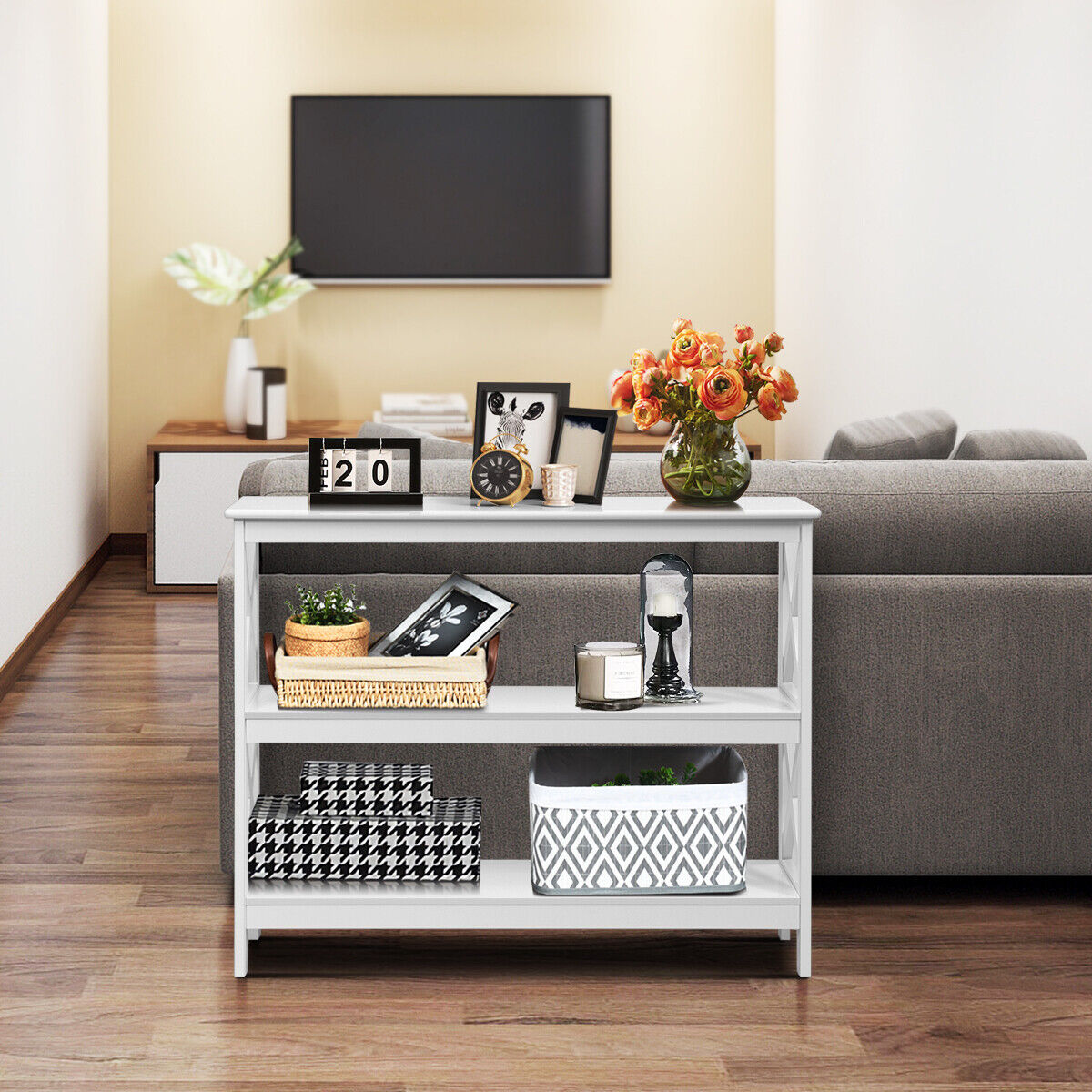 3-Tier Console X-Design Sofa Side Accent Table