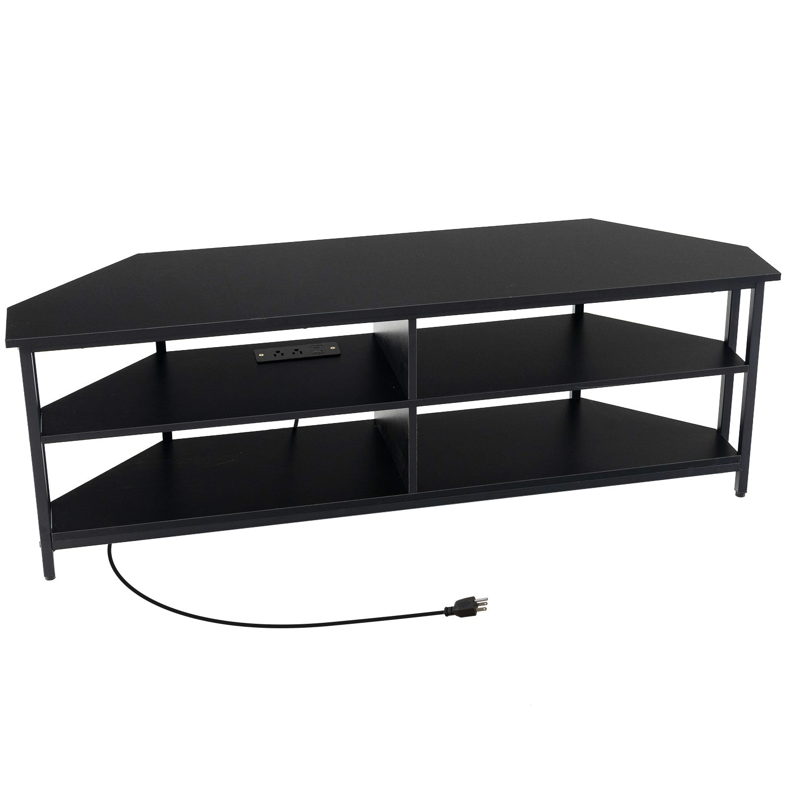 3-Tier Corner TV Stand for TVs up to 65 Inches with Charging Station