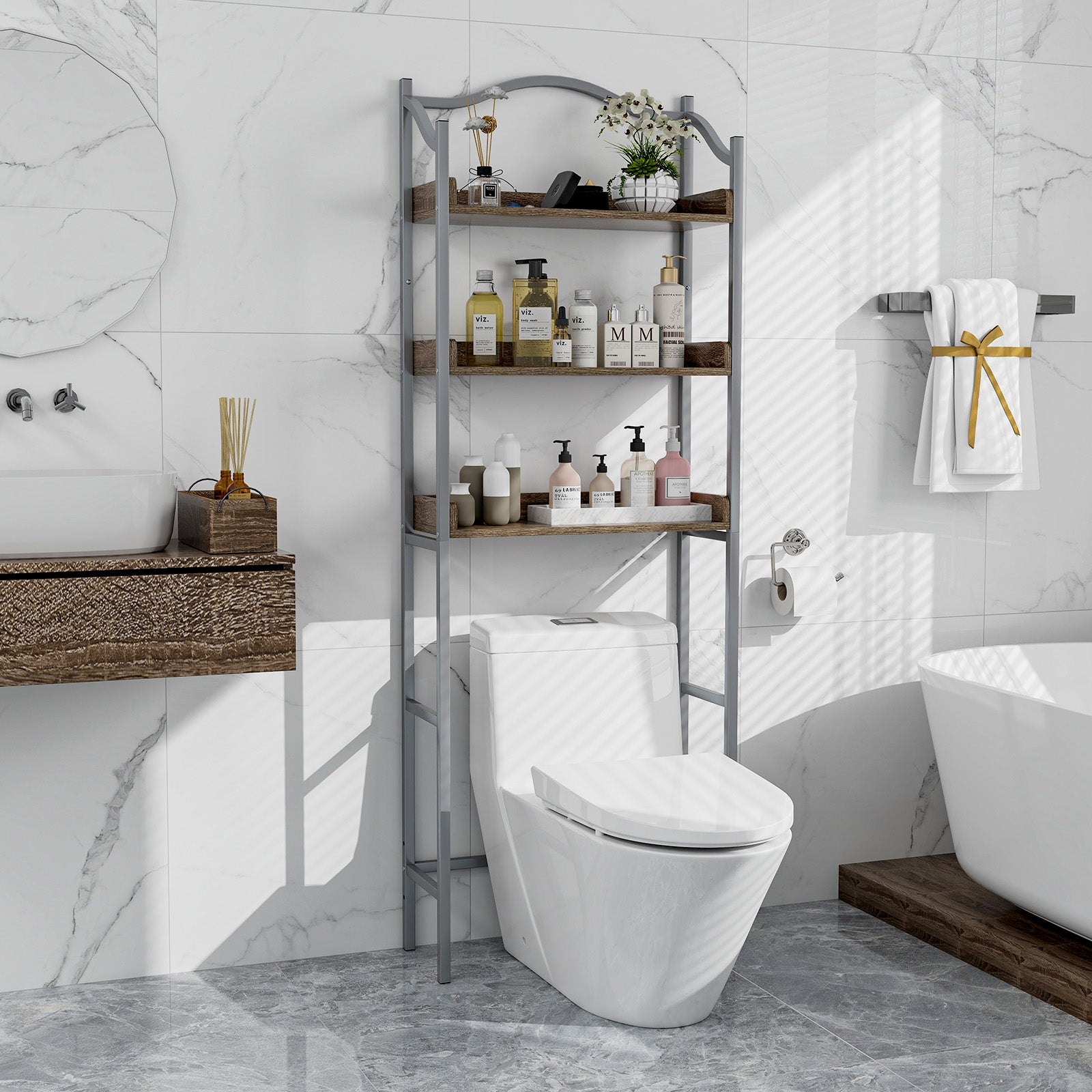 3-Tier Over-The-Toilet Bathroom Spacesaver Storage Rack