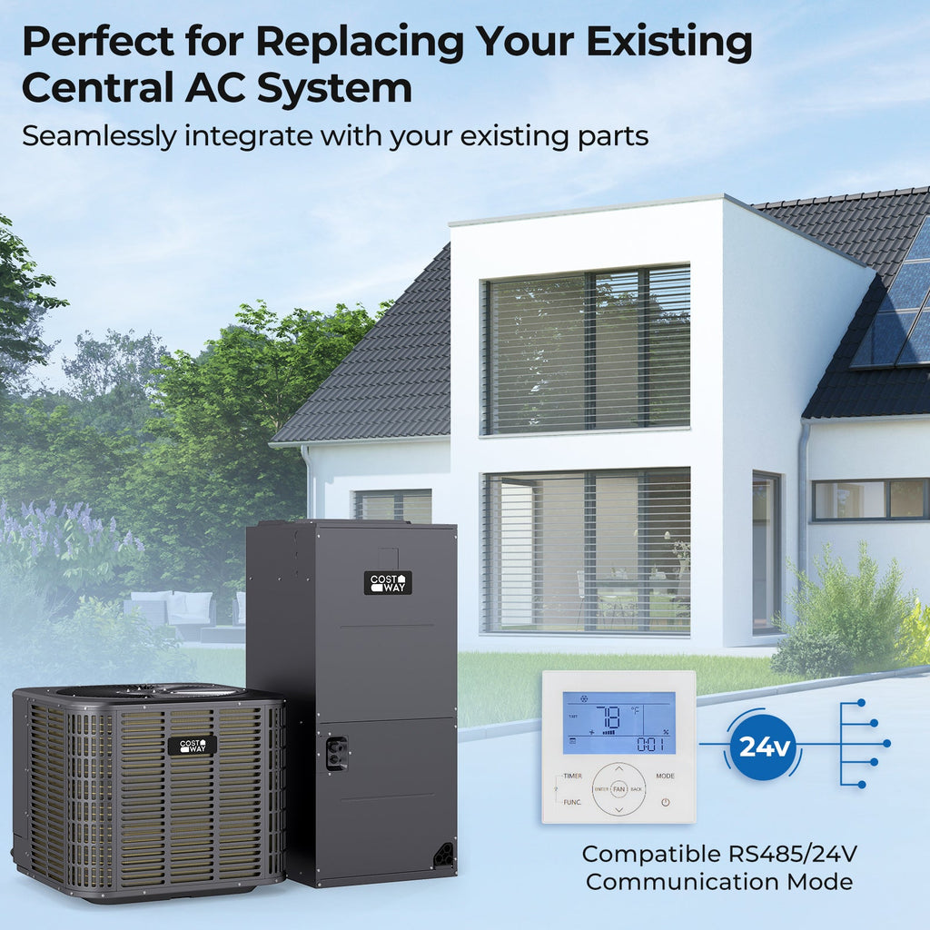 3 Ton 19 SEER2 Central Air Conditioner Heat Pump System with Multi-Position Air Handler Unit