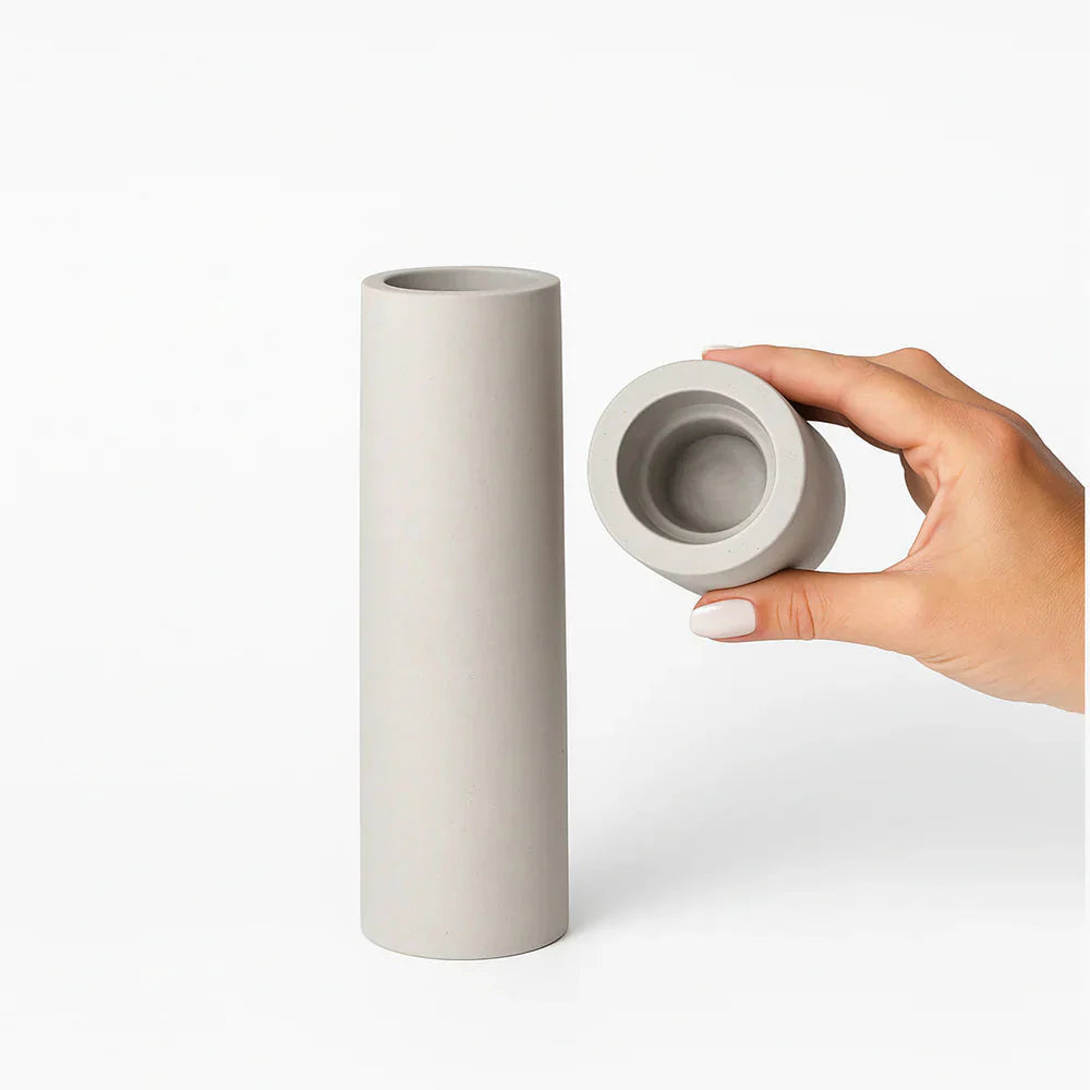 Modern Concrete Shabbat Candlesticks – Bliss Series