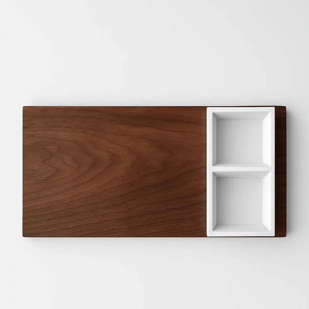 Modern Serving Board with Concrete Accent – Espresso Series