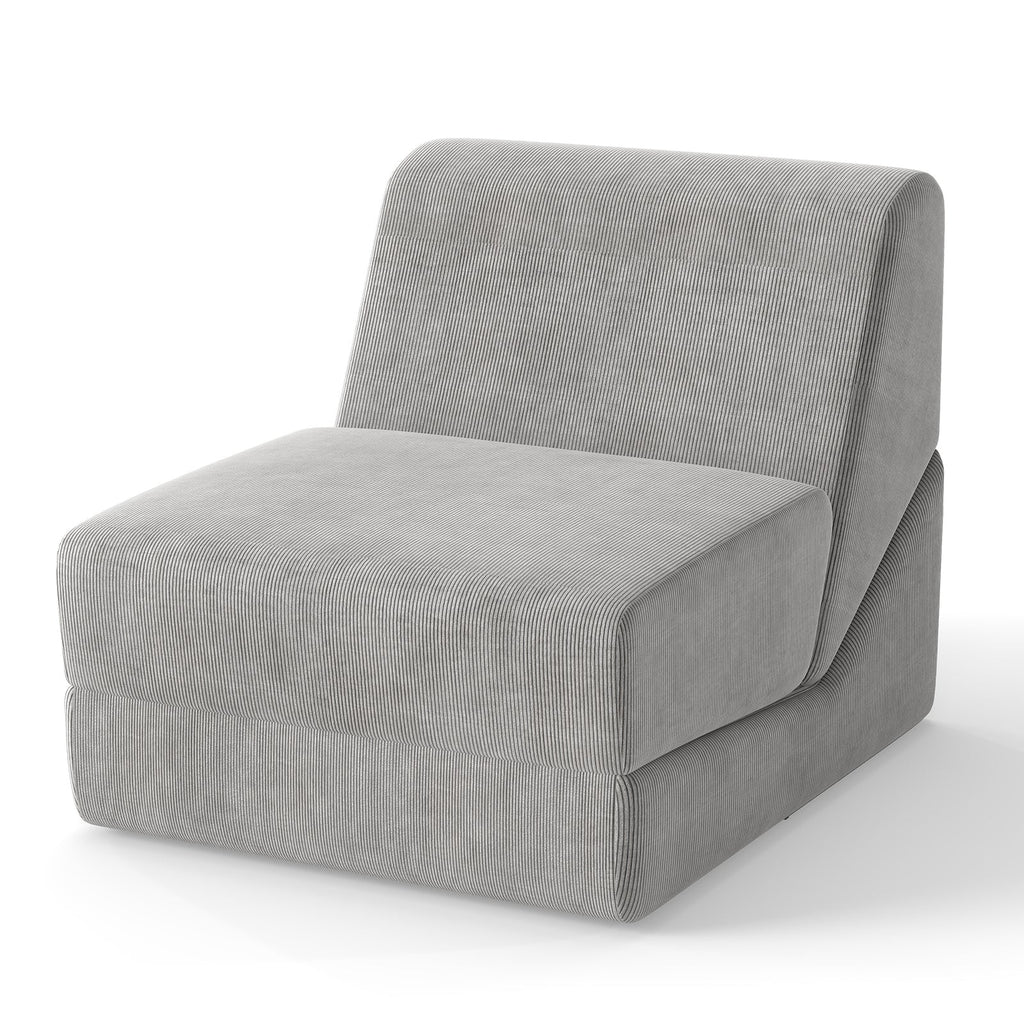 3-in-1 Folding Sofa Bed with Washable Zippered Cover-Gray