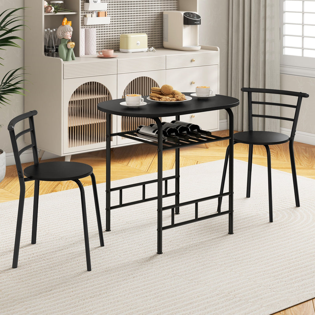 3 pcs Home Kitchen Bistro Pub Dining Table 2 Chairs Set