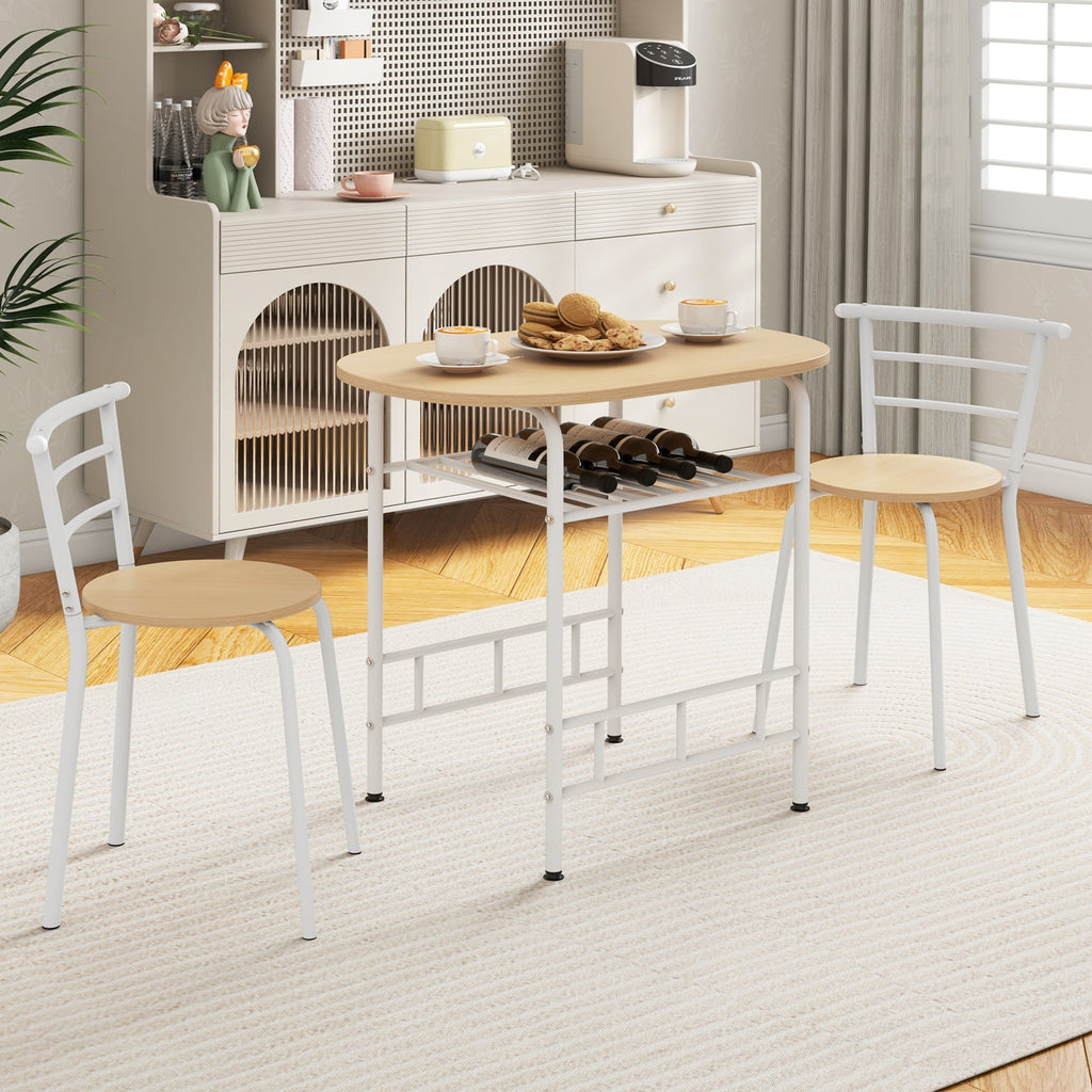 3 pcs Home Kitchen Bistro Pub Dining Table 2 Chairs Set