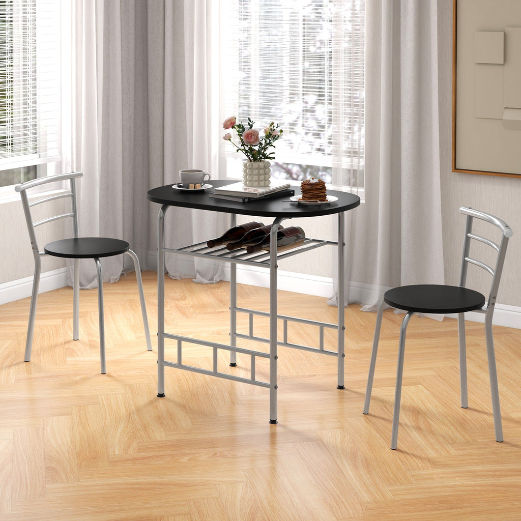 3 pcs Home Kitchen Bistro Pub Dining Table 2 Chairs Set