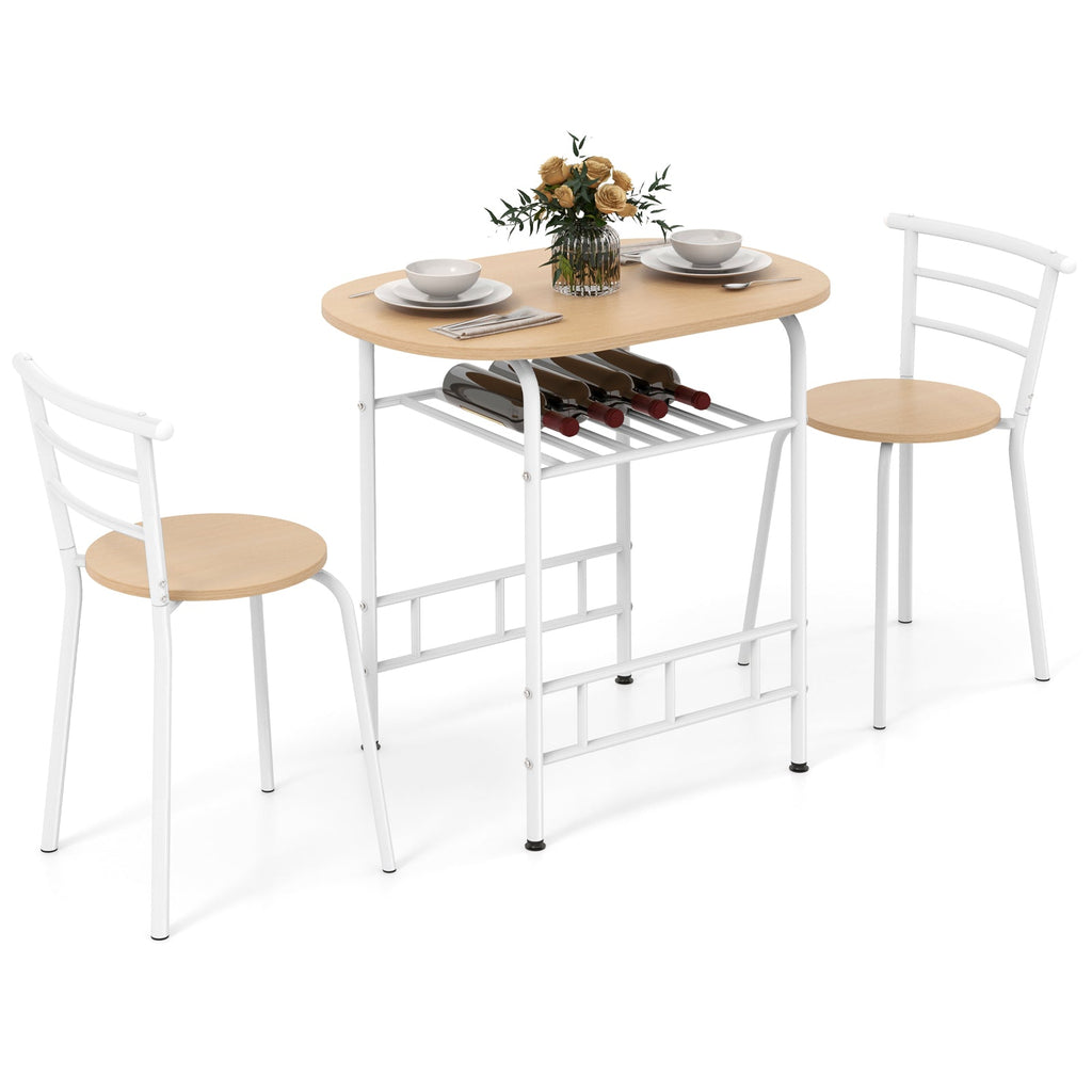 3 pcs Home Kitchen Bistro Pub Dining Table 2 Chairs Set