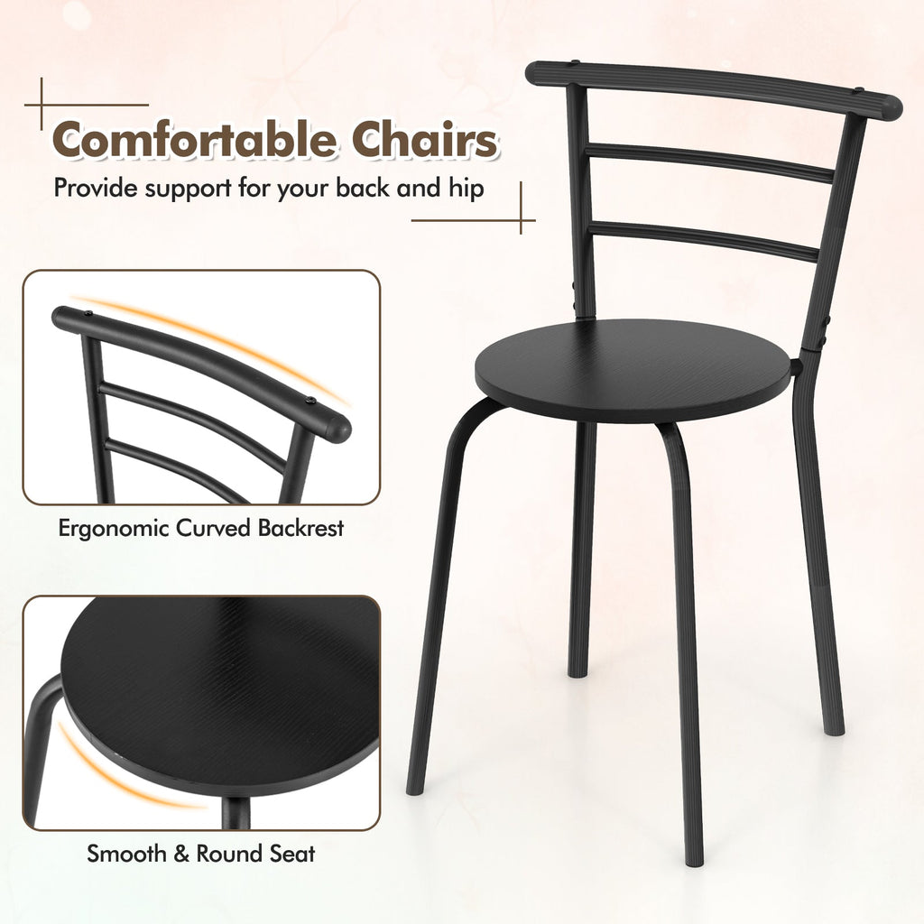 3 pcs Home Kitchen Bistro Pub Dining Table 2 Chairs Set