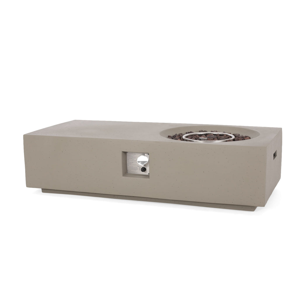 Rectangle 14.75 in MGO Fire Pit 50,000 BTU Light Grey (Tank Cover Not Included)