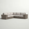 Outdoor Sectional Set HDPE Wicker Aluminum Gray L-Shape 102 In Seats 4