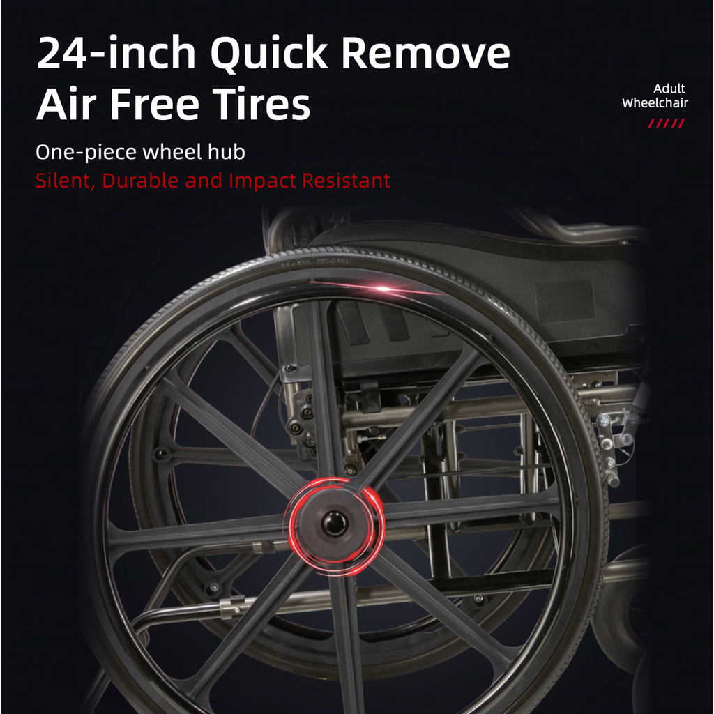 Wheelchair Manual Transport Folding Carbon Steel 20 In Seat Quick Release