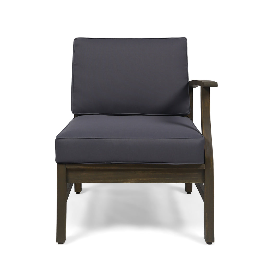 Outdoor Sectional Set Acacia Wood Dark Gray Cushion 6 Piece Seats 5