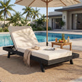 Chaise Lounge Acacia Wood Black 4-Position Cream Cushion 79in
