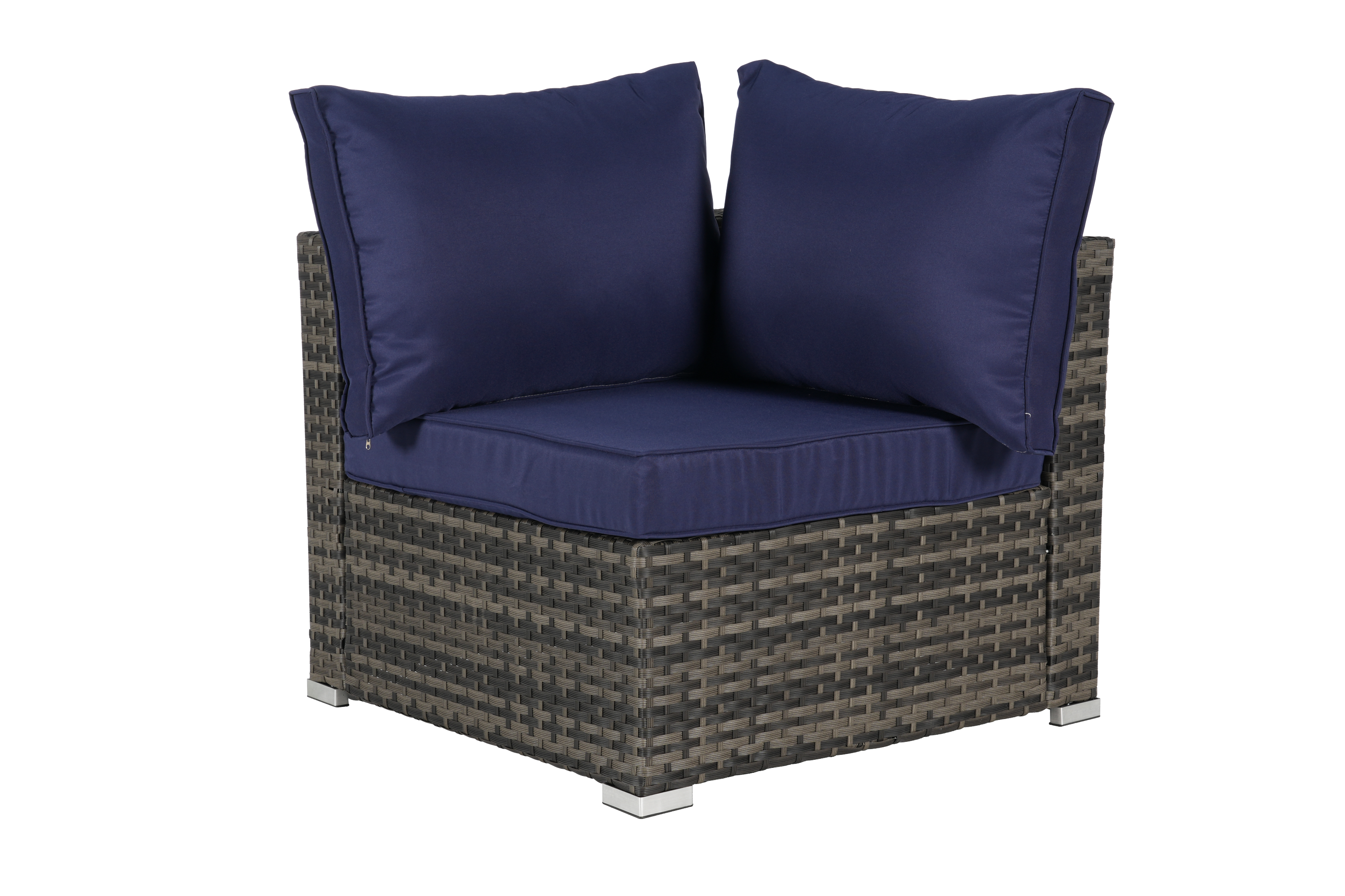 Outdoor Sectional Set PE Rattan Steel Dark Blue 8 Piece Seats 8 380 LB