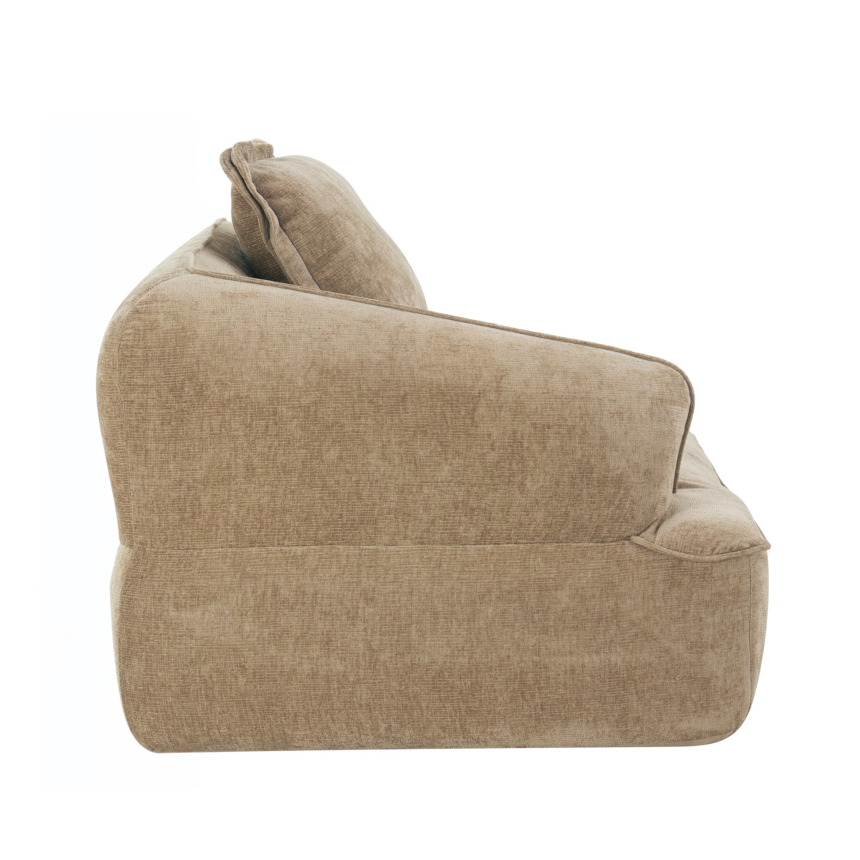 Sectional Sofa L-Shape Deep Seat Polyester Off-White 4 Seat 122 In