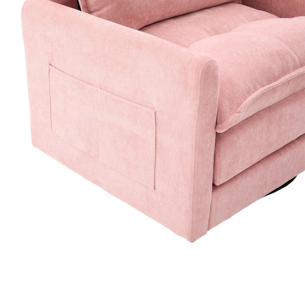 Accent Chair Swivel Barrel Chenille Pink Memory Foam
