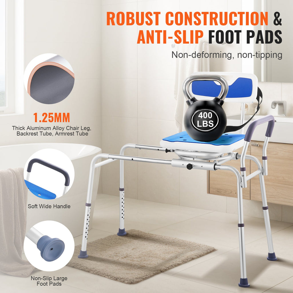 Transfer Bench 360 Swivel Seat Aluminum 400 LB Capacity