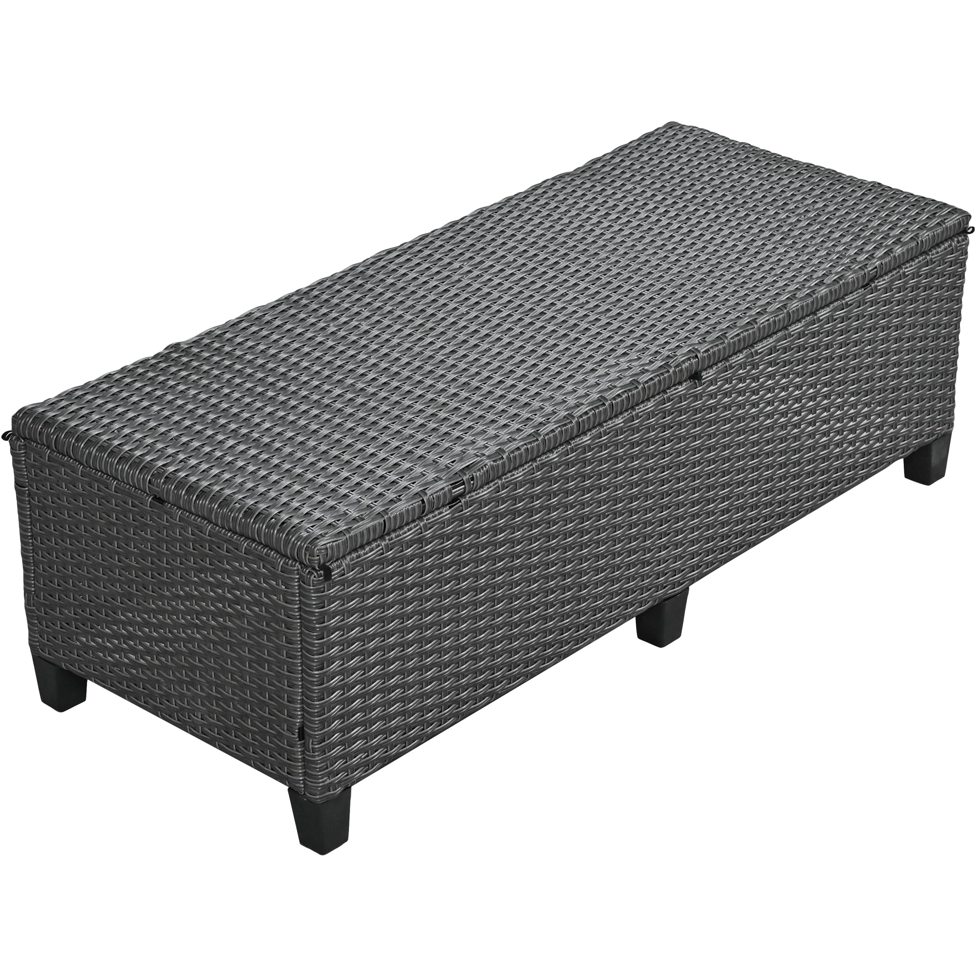 Outdoor Sectional Set PE Wicker Steel Gray 5 Piece L-Shape Seats 7