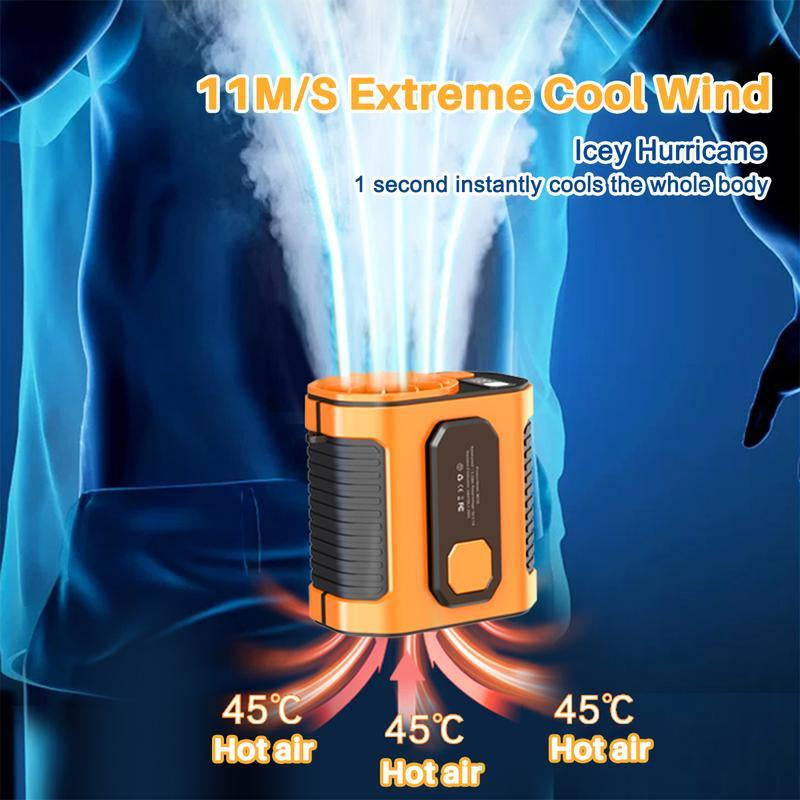 Personal Waist Portable Rechargeable Fan, 8H Runtime, 5000Mah Battery Power Bank，3 Speeds 5300RPM Airflow, LED Light, Wearable Belt Fan for Outdoor, Jobsite, Farms, Traveling, Fishing