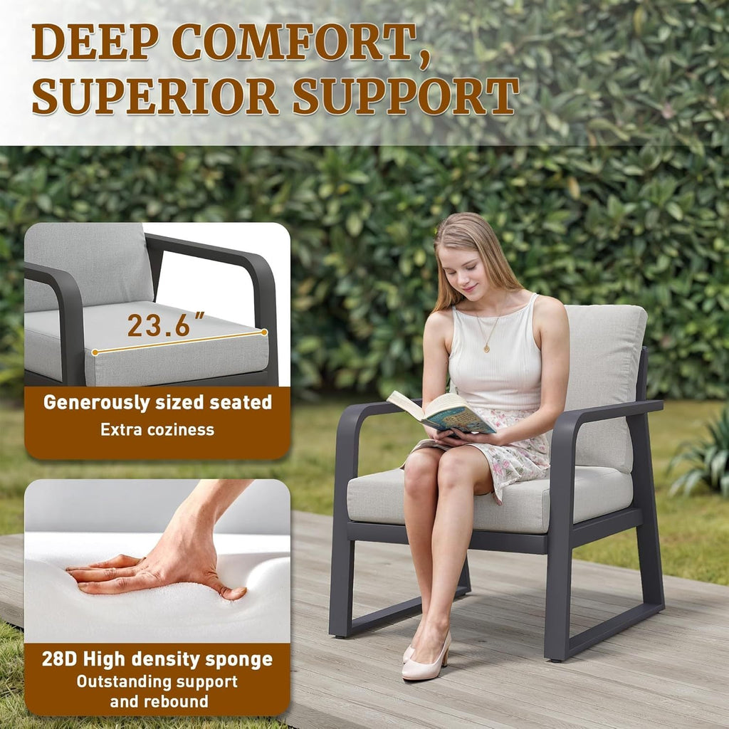 Outdoor Sofa Set 4 Piece Aluminum Memory Foam