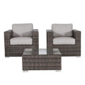 Outdoor Sofa Set Wicker Rattan Aluminum Gray 3 Piece Assembled