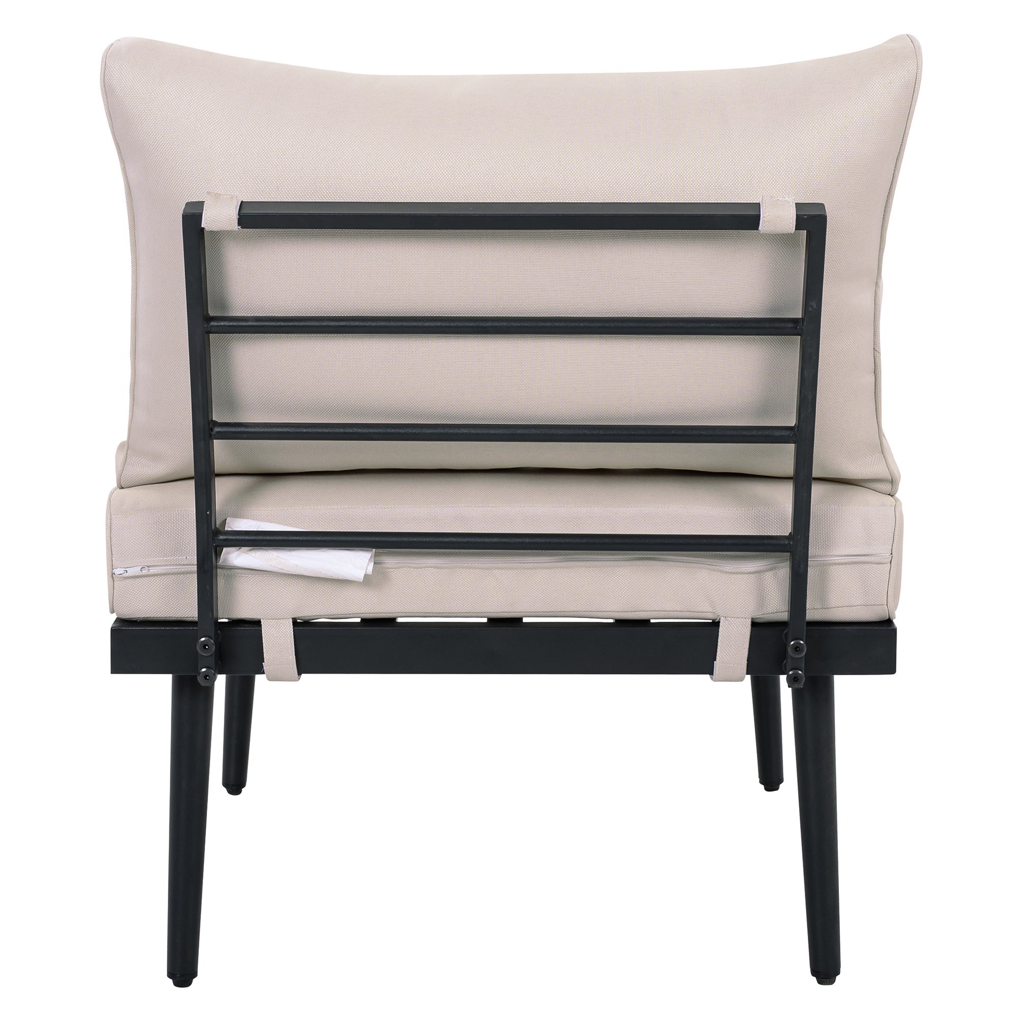 Outdoor Sectional Set Acacia Wood Steel Beige Cushion 6 Piece Seats 5