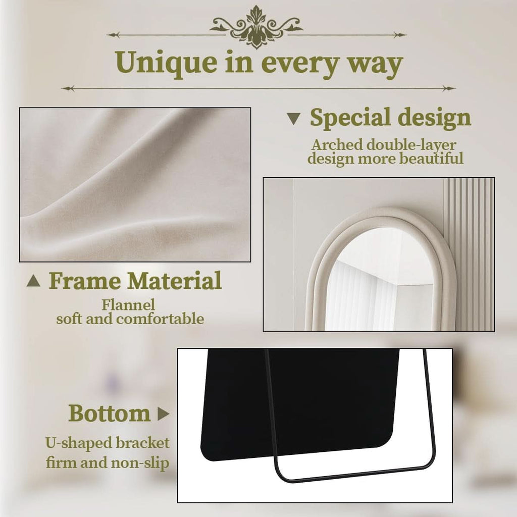 63 By 24 Inch Arched Full Length Freestanding Floor Mirror White