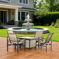 Outdoor Dining Set Steel Mesh 5 Piece 4 Rocking Chairs Built In Ice Bucket