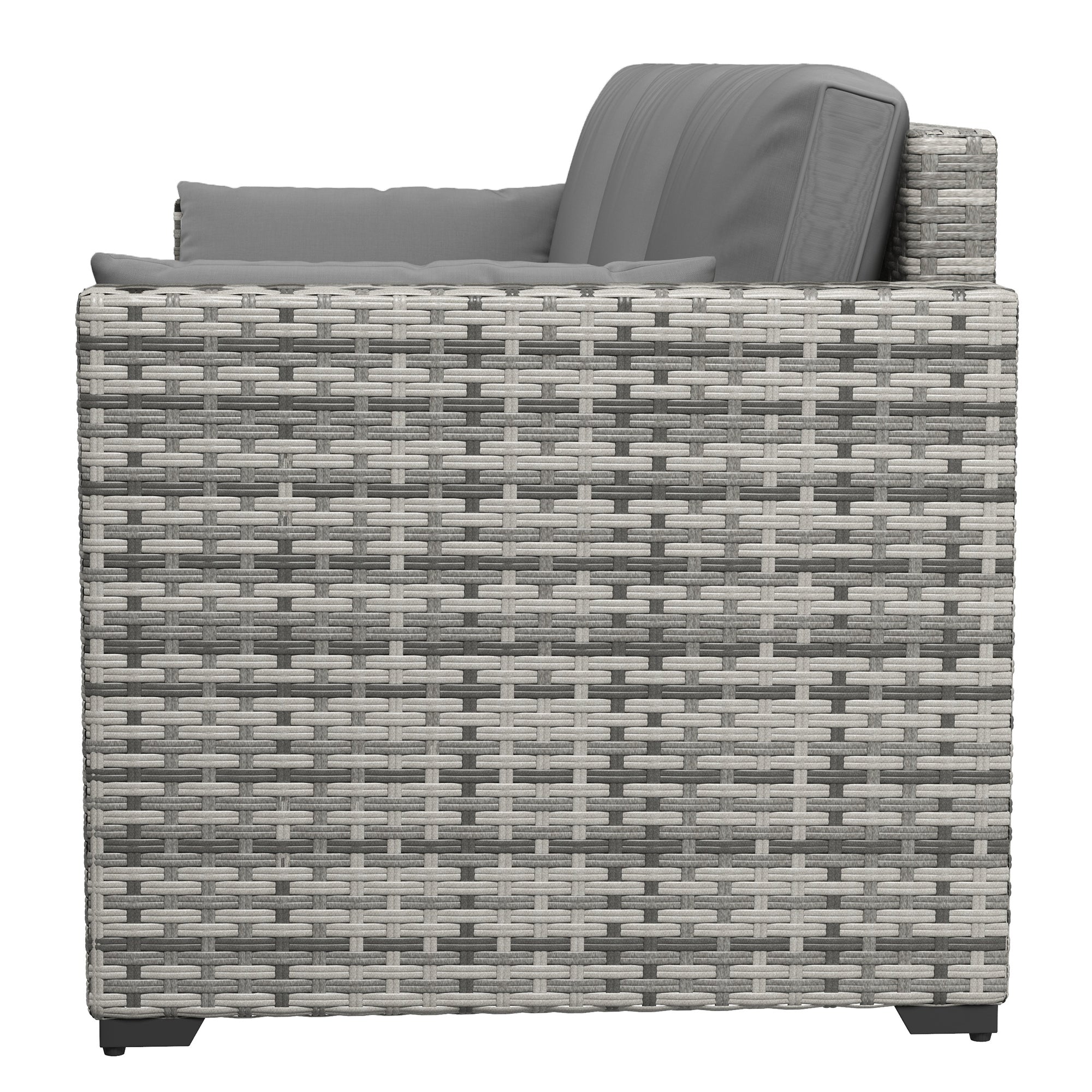 Outdoor Sofa Set PE Rattan Gray 3 Seat Steel Frame 792 lb Capacity