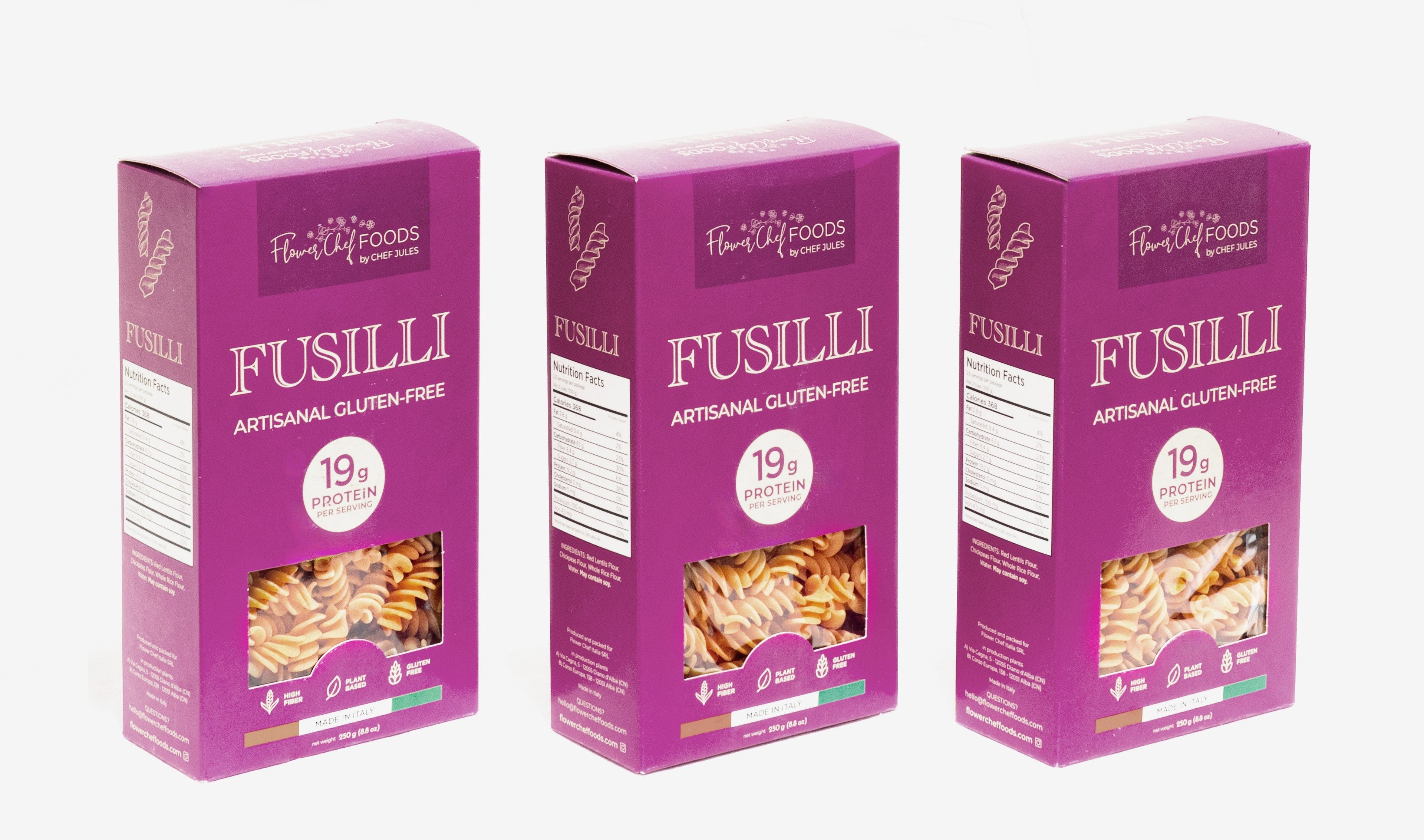 Flower Chef Foods Artisanal Gluten Free Pasta – High Protein Fusilli Pasta - (Pack of 3)