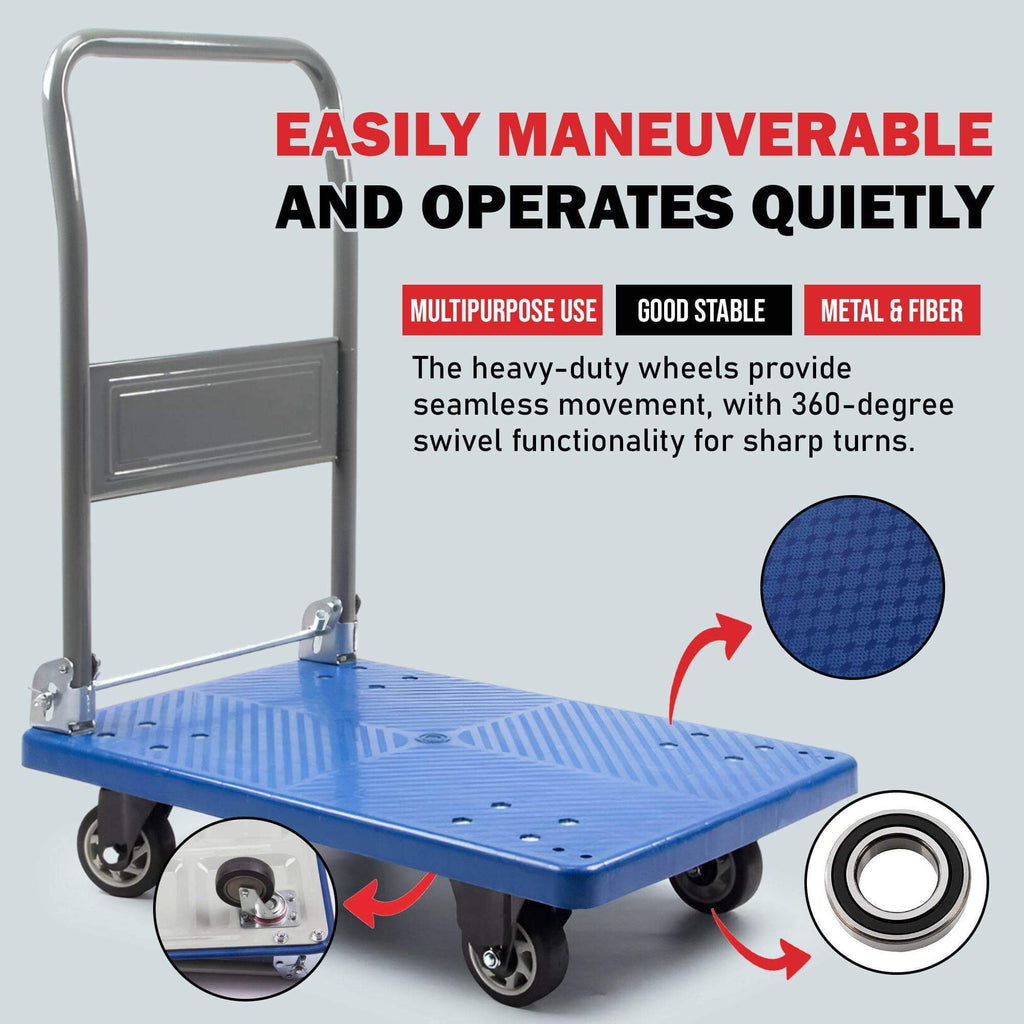 Platform Hand Truck, Compact & Foldable, 330-660 lb Capacity, Blue