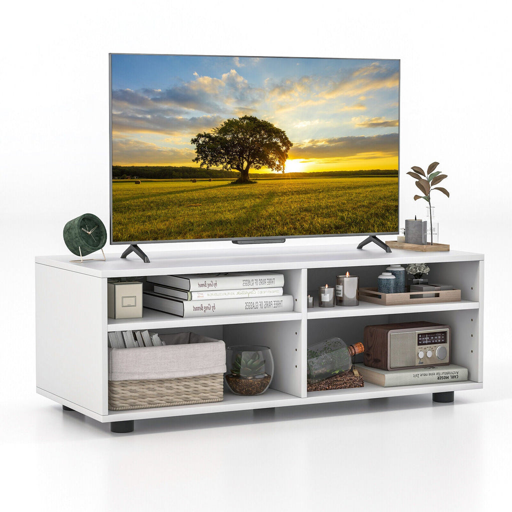 4-Cube TV Stand for TV up to 45 Inch with 5 Positions Adjustable Shelves-White