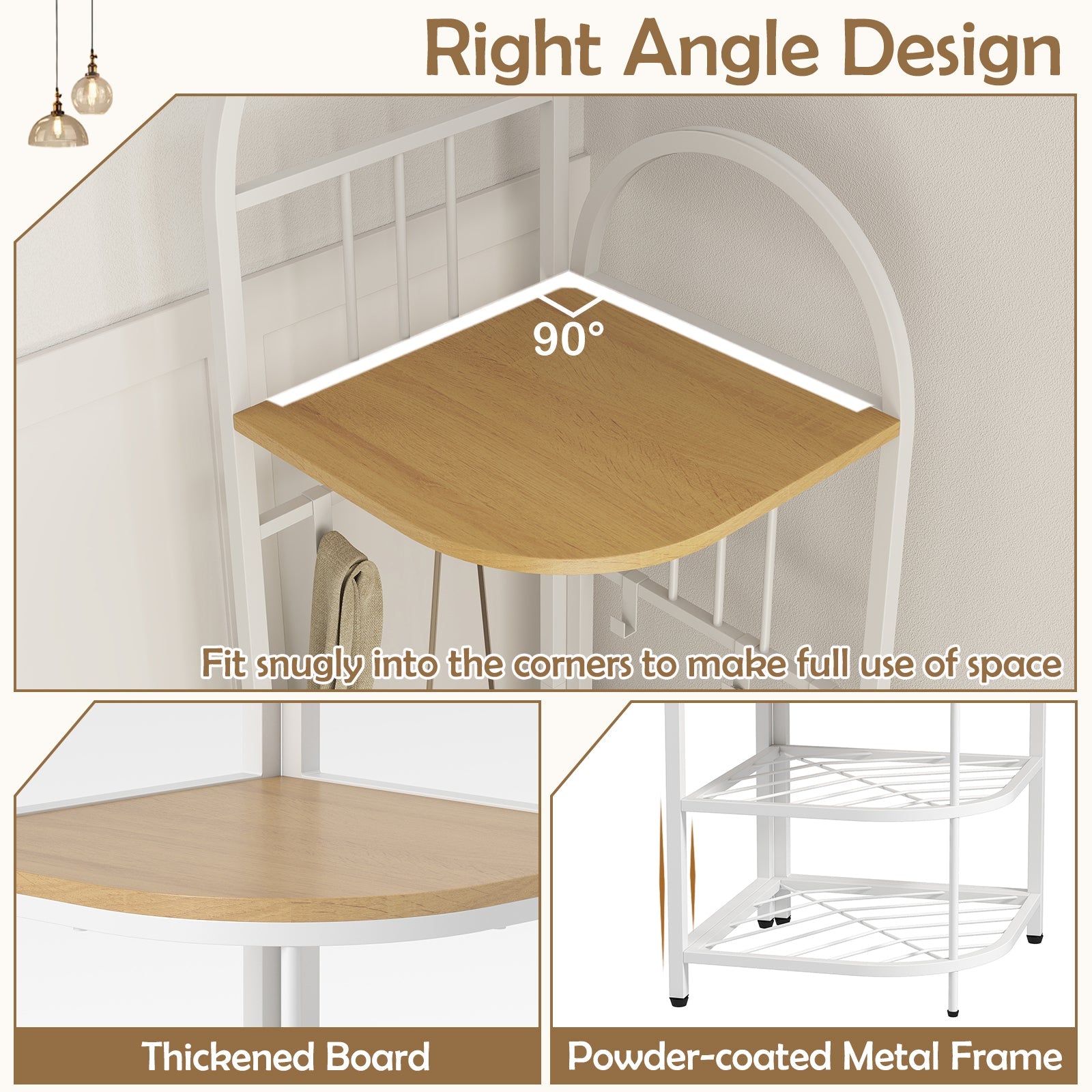 4-Tier Coat Rack Corner Hall Tree with Shoe Storage Bench