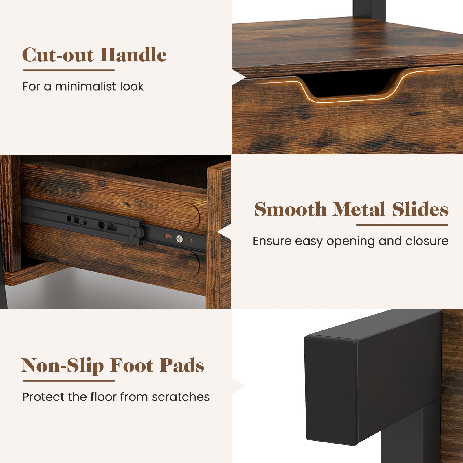 4-Tier Ladder Shelf with 2 Drawers 52.5 Inch Tall Freestanding Bookcase