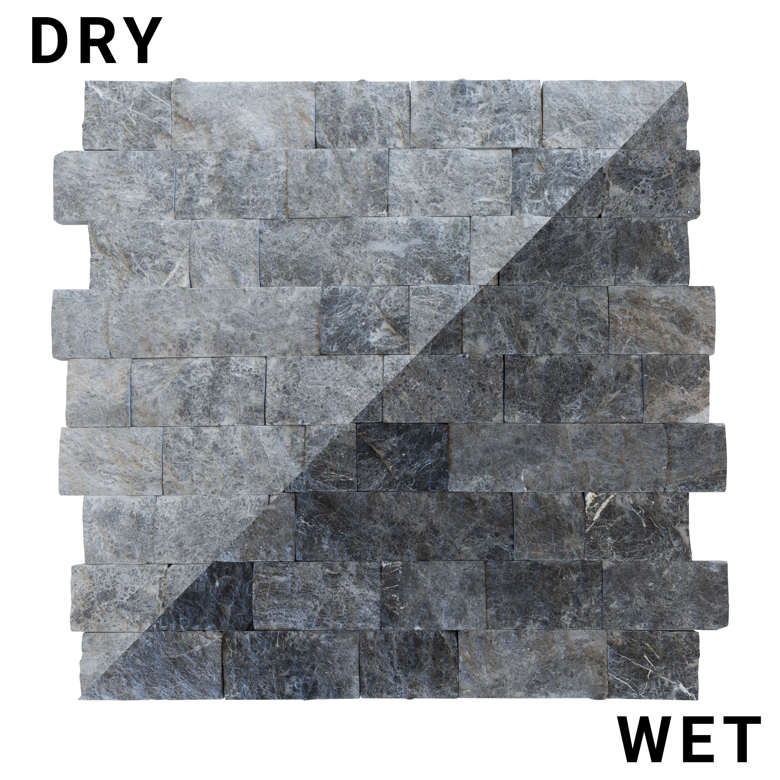Silver Shadow Split Face Marble Wall Tile 4x12 Premium Grade