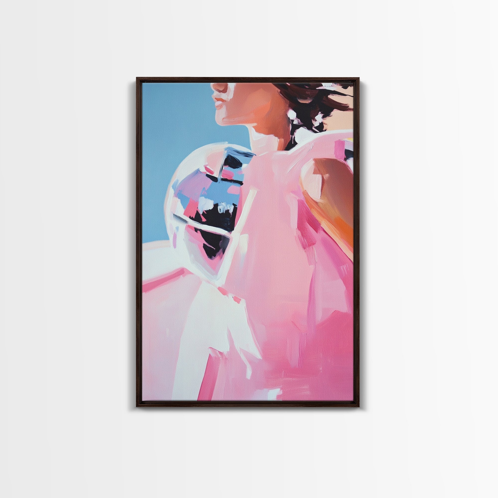Mirror Ball, Feminine Glam Art, Abstract Reflection, Soft Pastel Aesthetic, Modern Minimalist Decor, Living Room Wall Art, Canvas Print