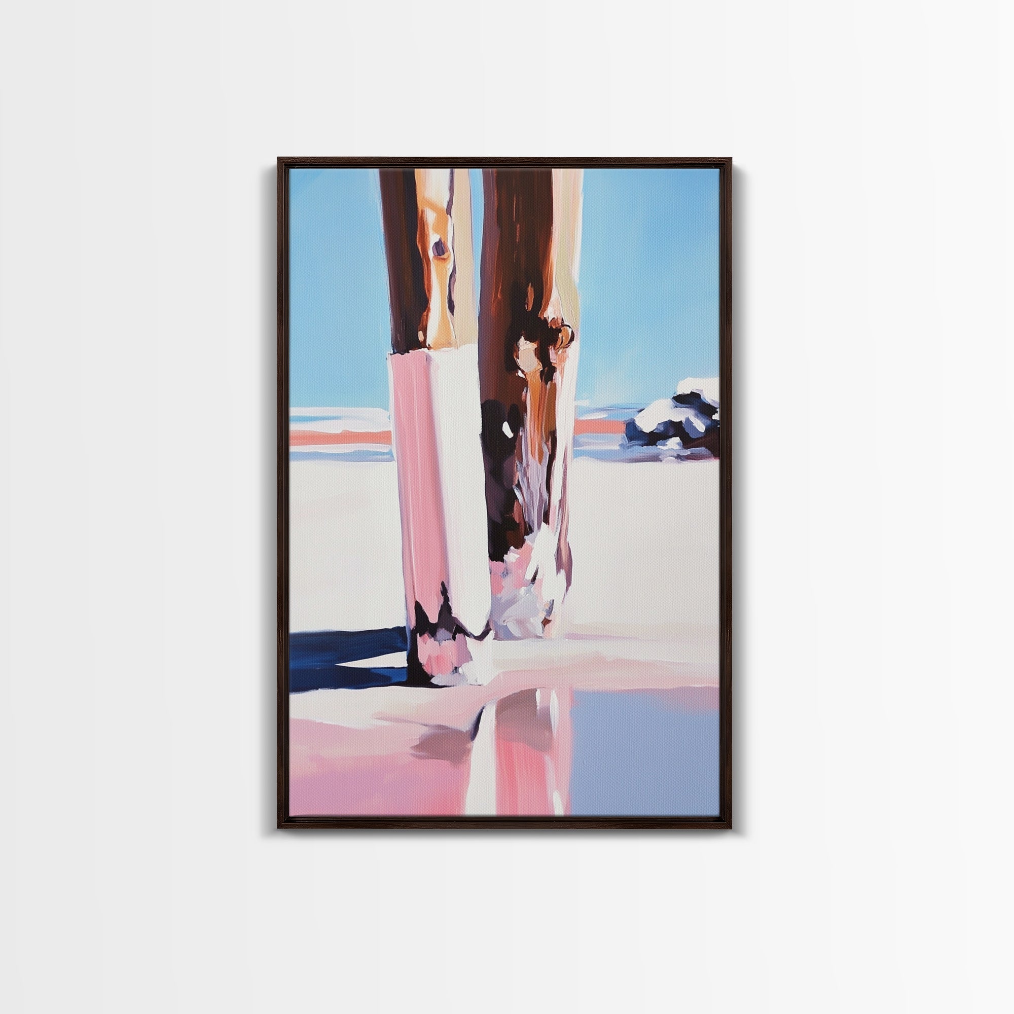 Wooden Pilings, Nautical Seaside Art, Framed Canvas Print, Coastal Minimalist Decor, Beach House Painting, Rustic Ocean Artwork