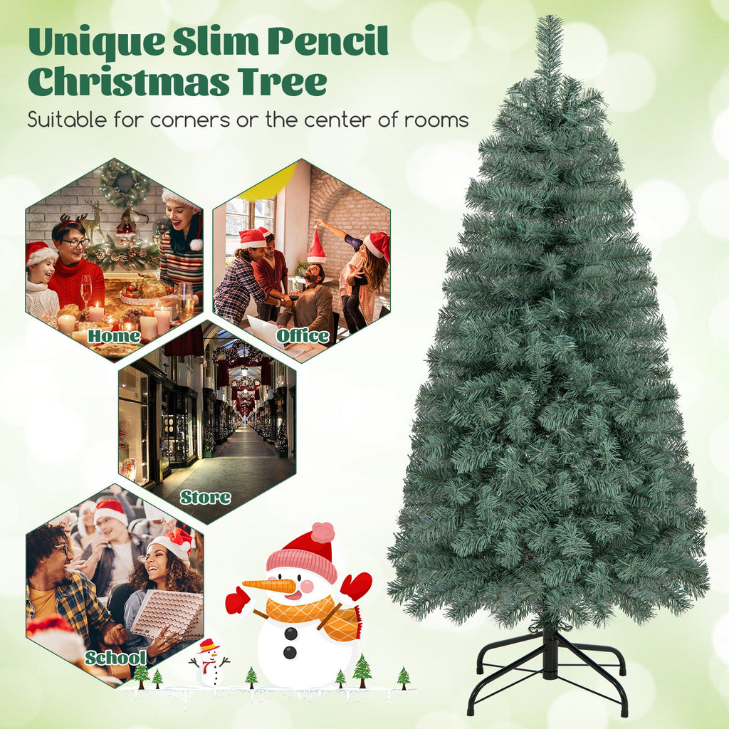 Pre-Lit Blue Artificial Christmas Tree Slim with 9 Lighting Modes