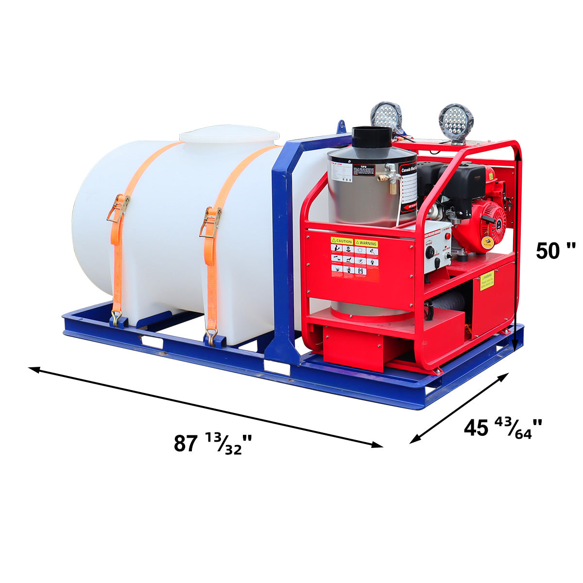 Industrial 4000 PSI Hot Water Pressure Washer with 436 Gal Water Tank