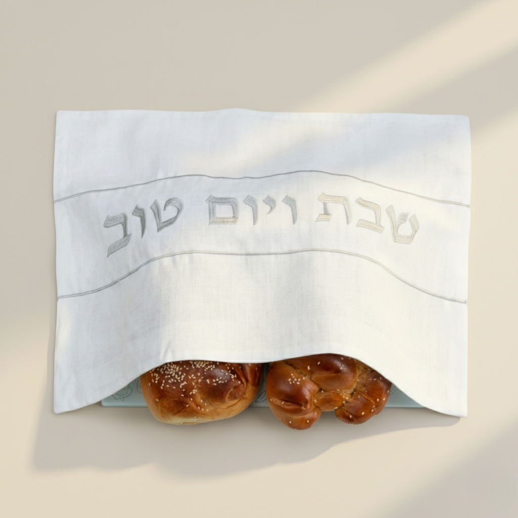 Modern Silver & White Shabbat Gift Set – Silver Spark Model